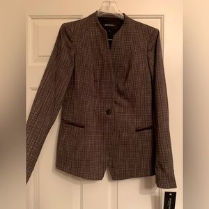 Brown LaFayette 148 Wool Blend Plaid Blazer